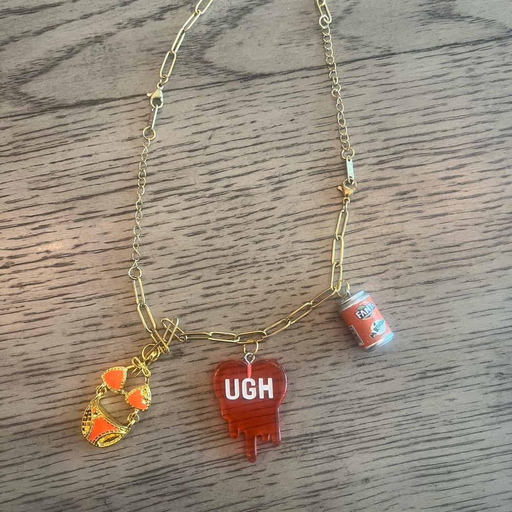 Gold Chain Necklace with Charms